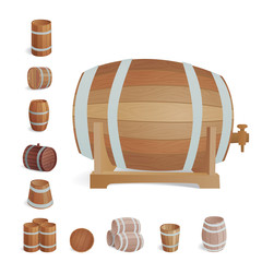 Wooden barrel vintage old style oak storage container and brown isolated retro liquid beverage object fermenting distillery cargo drum lager vector illustration.