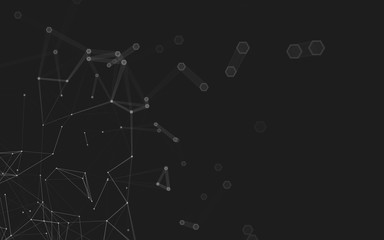 Abstract polygonal space low poly dark background, 3d rendering