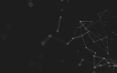 Abstract polygonal space low poly dark background, 3d rendering