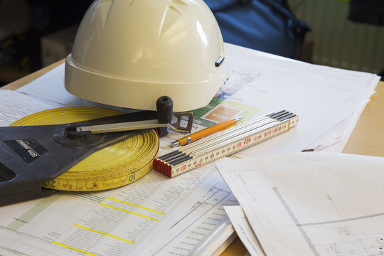 Sweden, Helmet, instruments of measurements on papers