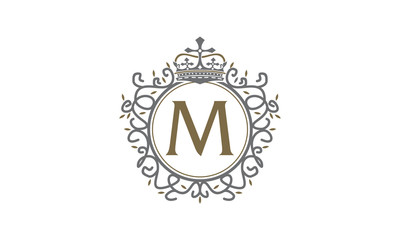 Crown Leaf Logo Initial M