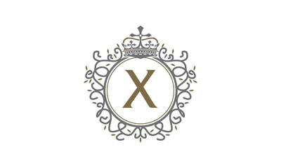 Crown Leaf Logo Initial X