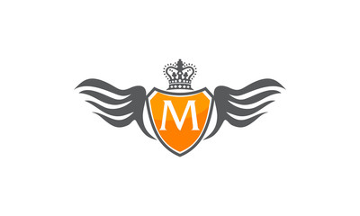 Wing Shield Crown Logo Initial M