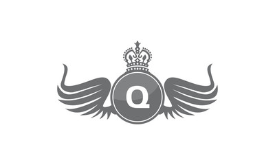 Wing Crown Logo Initial Q