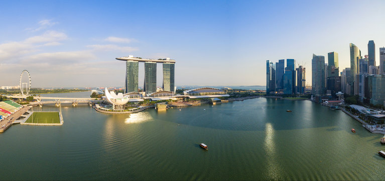 Aerial view of Singapore city skyline at Marina Bay Singapore