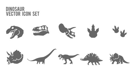 Dinosaur Skeleton Fossil Vector Icon Set © nanmulti