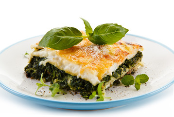 Vegetarian lasagna with spinach