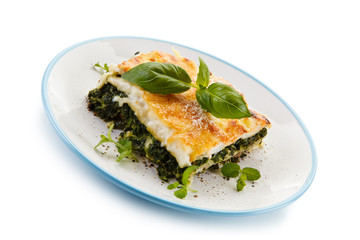 Vegetarian lasagna with spinach