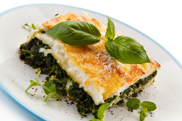 Vegetarian lasagna with spinach