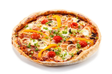 Pizza with cheese and mushrooms