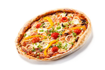 Pizza with cheese and mushrooms