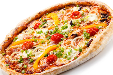 Pizza with cheese and mushrooms