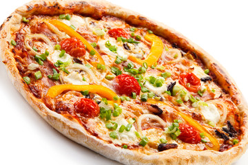 Pizza with cheese and mushrooms