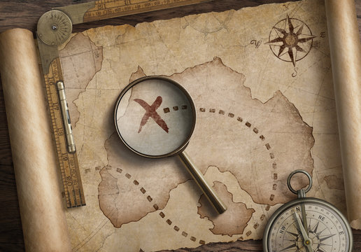 Fototapeta treasure map scroll