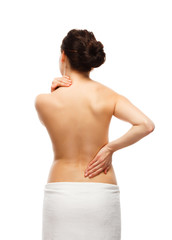 Naklejka premium Woman massaging back pain