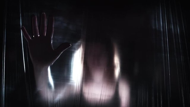4K Horror Shot Of Woman Silhouette with Hands