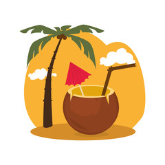 summer beach silhouette icon