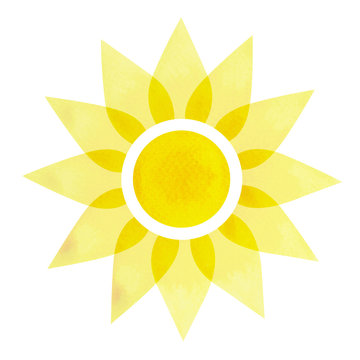 solar plexus chakra symbol concept, flower floral, watercolor painting color hand drawn icon logo, illustration design sign
