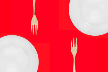 two plates and two forks 