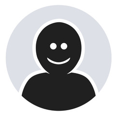 Runder Avatar-Button / schwarz-weiß, Vektor, freigestellt