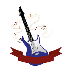 electric guitar with musical notes