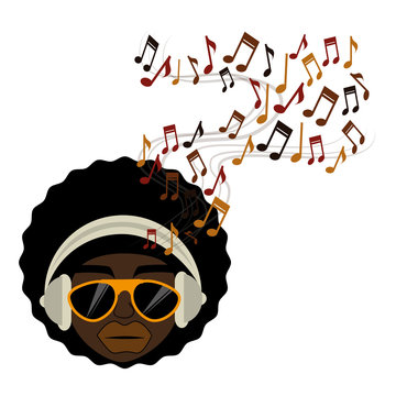 afro woman musical notes