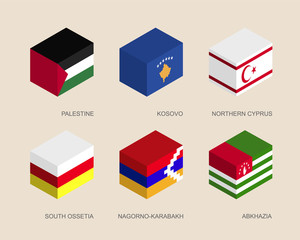 Isometric 3d boxes with flags