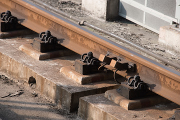 detail shot of railroad Tracks,transportation concepts.