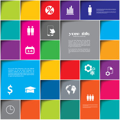 Infographic design with color rectangles and internet icons