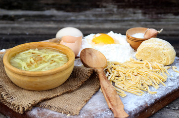 Noodles egg. hot soup