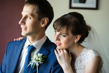 Wedding couple in interior