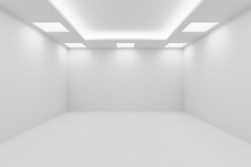 Еmpty white room with square ceiling lights