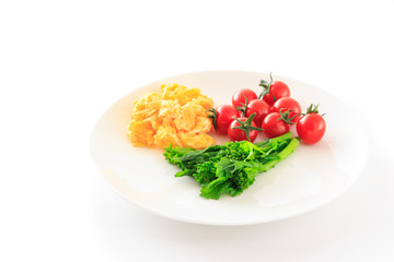 salad with boiled green rape blossoms