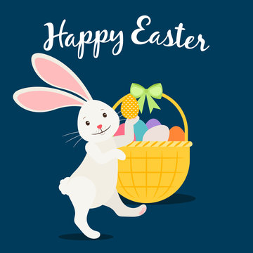 Happy easter greeting card with rabbit