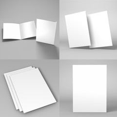 Realistic Rendering of bi-Fold A4 Brochure Mock-up on Isolated White Background, 3D Illustration.