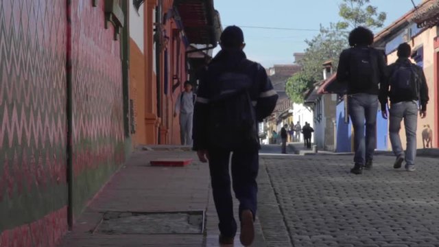 Bogota's Architecture, People walking on the streets of la Candelaria Full HD
