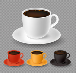 Vector cups of coffee collection. Vector illustration.