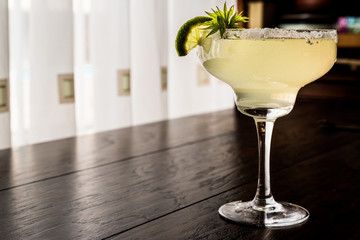 Classic Margarita Cocktail with lime and salt.