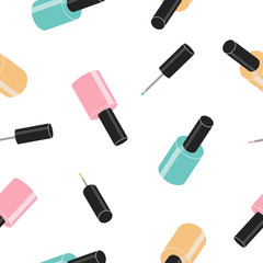 Pastel nail polish seamless pattern