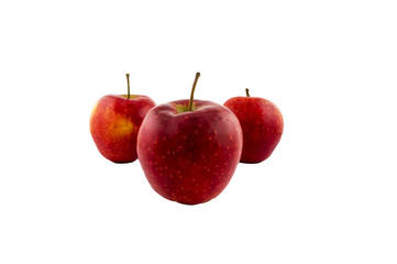 Three red apples isolated.Red apples isolated on white background.