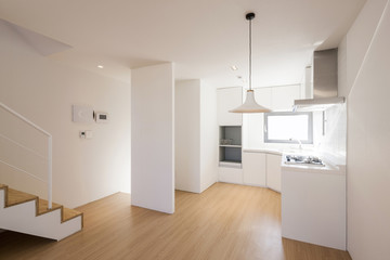 empty white kitchen interior