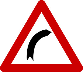 Warning sign with right bend
