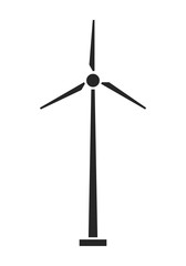 Wind turbine. Source of energy. Flat icon, silhouette isolated on white background. Vector