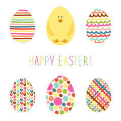 Cute hand drawn card with Easter eggs and hand written text