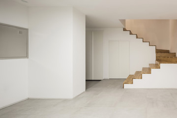 White empty room(space) with stair, white wall
