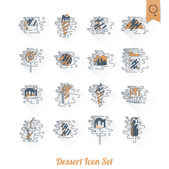 Dessert Icon Set in Modern Flat Design Style