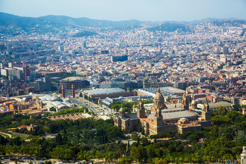 Fototapeta na wymiar Historical neighbourhoods of Barcelona, view above