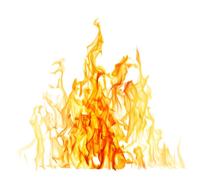 high yellow flame with dark center isolated on white