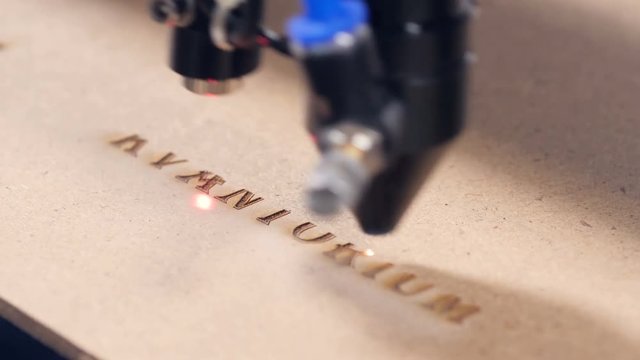 Laser engraving machining working. 4K