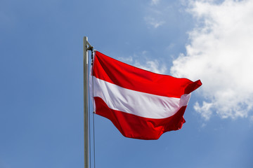 National flag of Austria on a flagpole